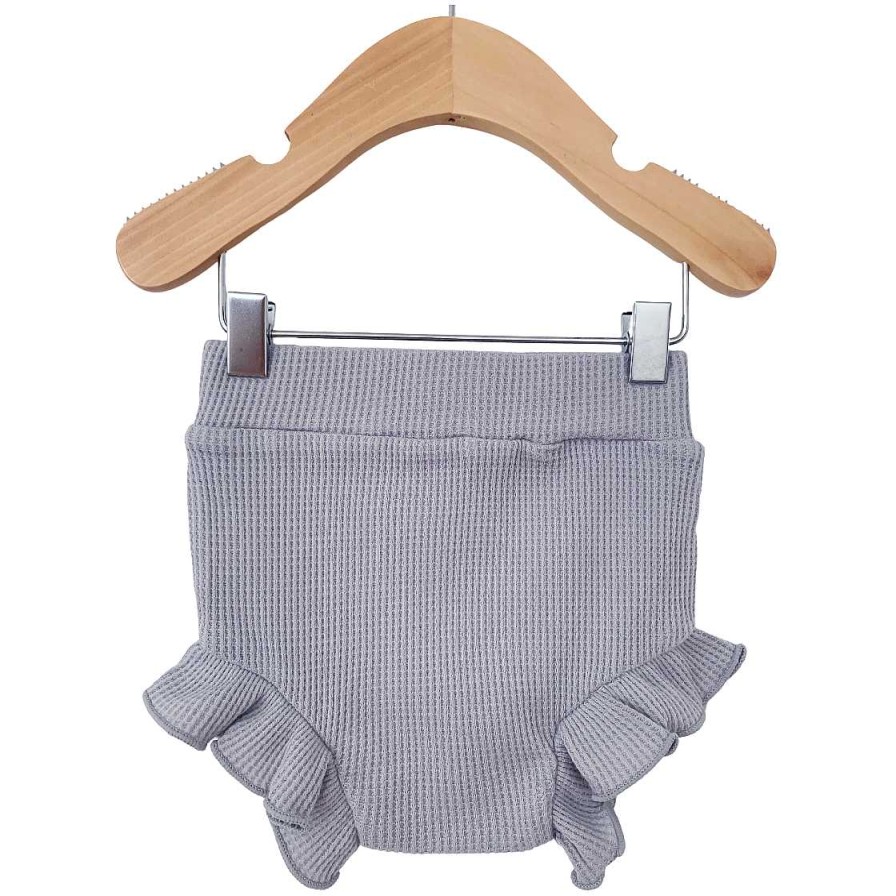 Girl SpearmintLOVE | Organic Waffle Ruffle Bloomer, Silver