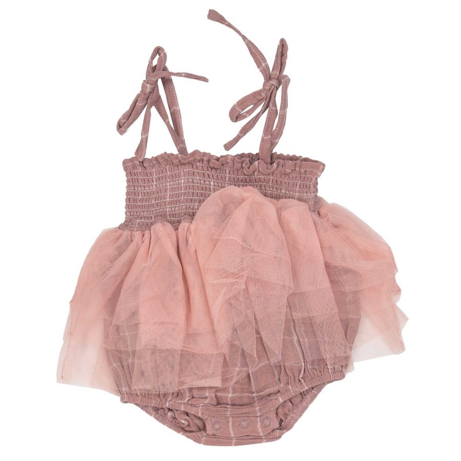 Girl Angel Dear | Muslin Tutu Bubble, Rose Tan Grid