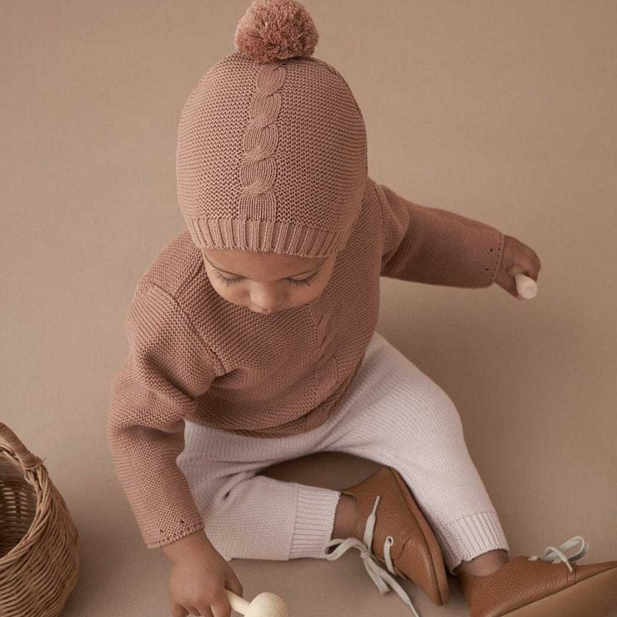 Boy Elegant Baby | Cable Garter Knit Sweater, Rust