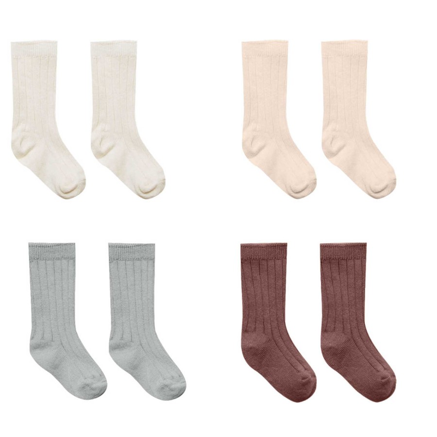 Girl Quincy Mae | Socks Set Of 4, Ivory, Shell, Dusty Blue, Plum