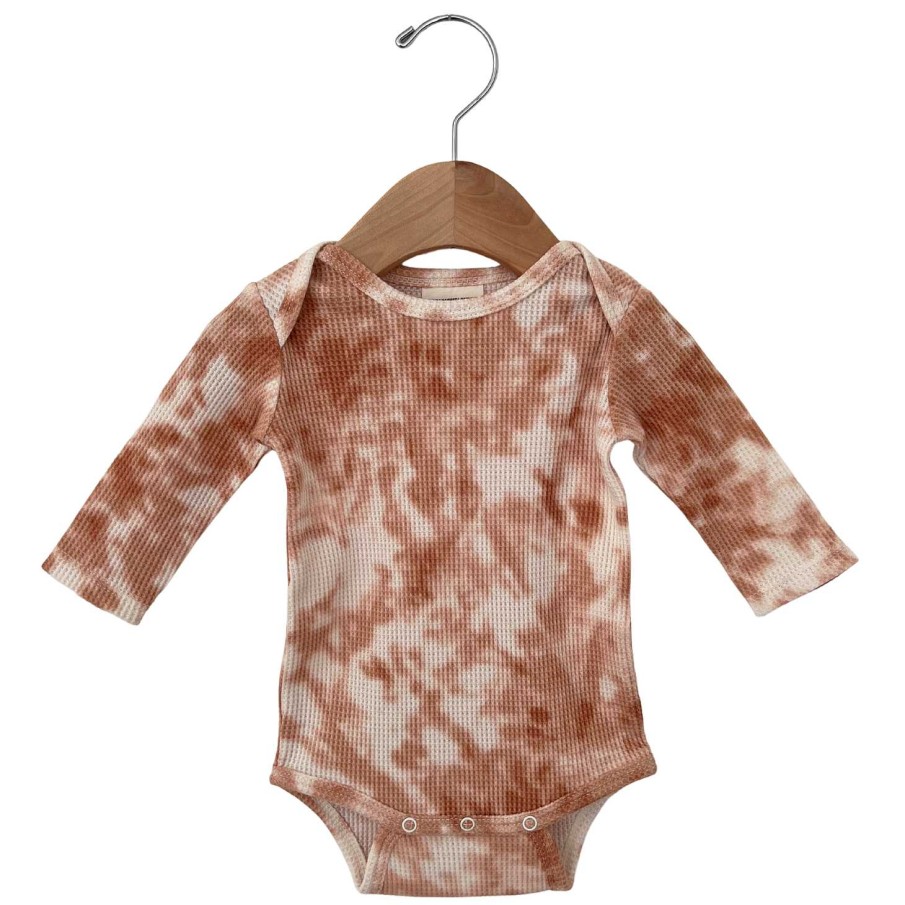 Girl SpearmintLOVE | Organic Waffle Long Sleeve Bodysuit, Spice Tie Dye