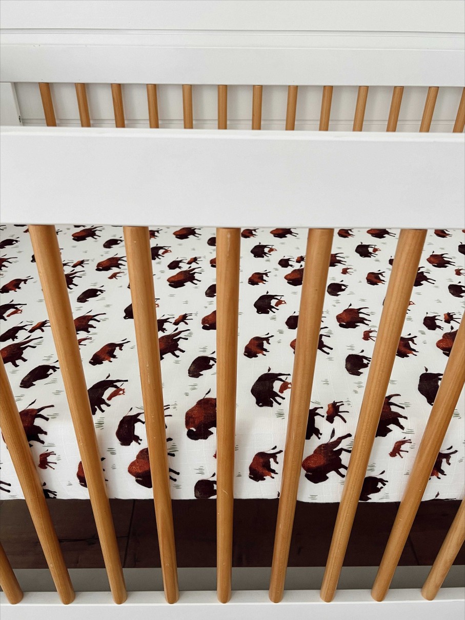 Baby Stuff Angel Dear | Muslin Mini Crib Sheet, Bison