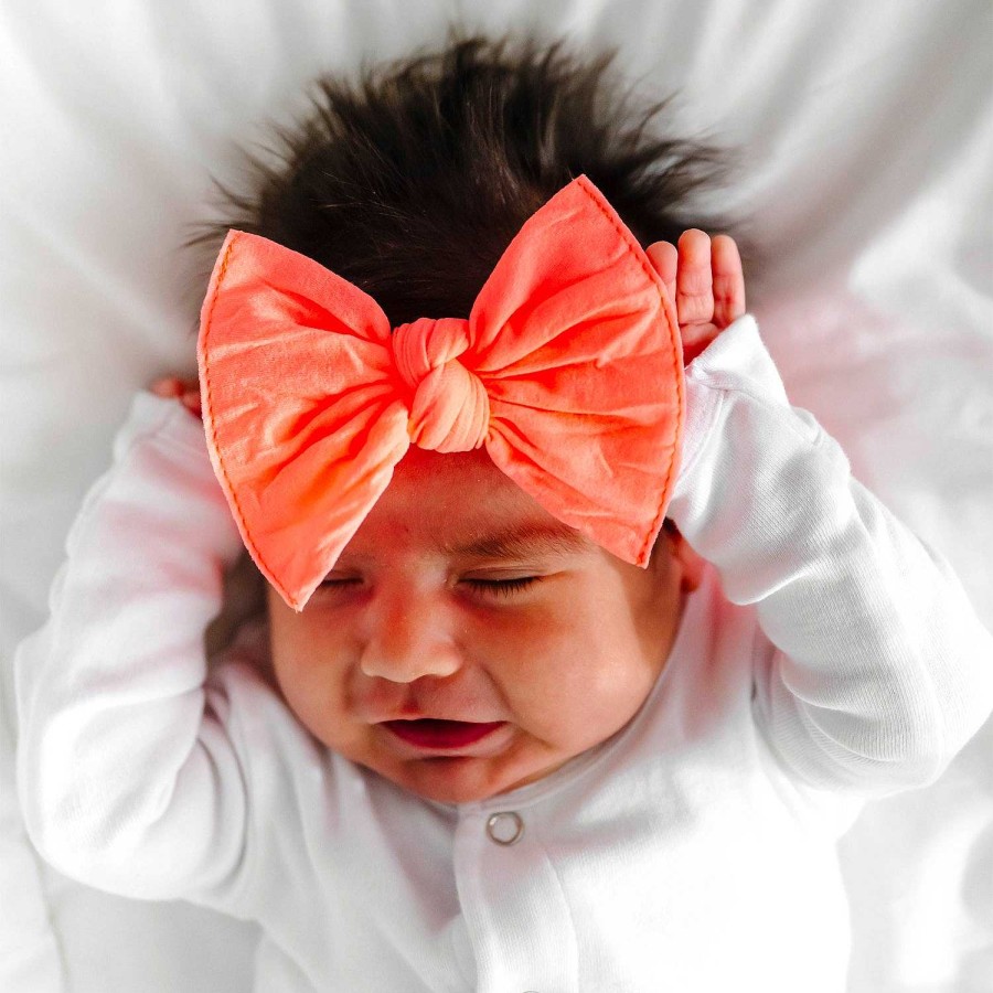 Girl Baby Bling Bows | Knot Bow, Neon Coral