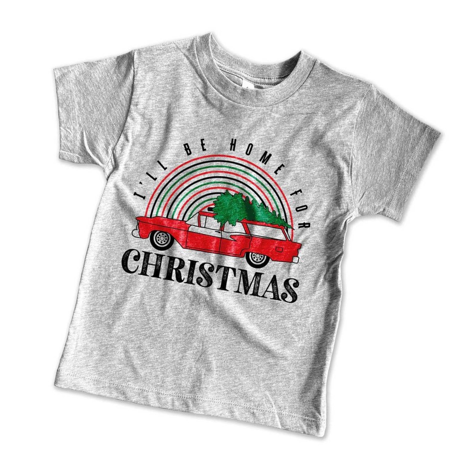 Boy Rivet Apparel Co. | I'Ll Be Home For Christmas Tee, Heather Grey