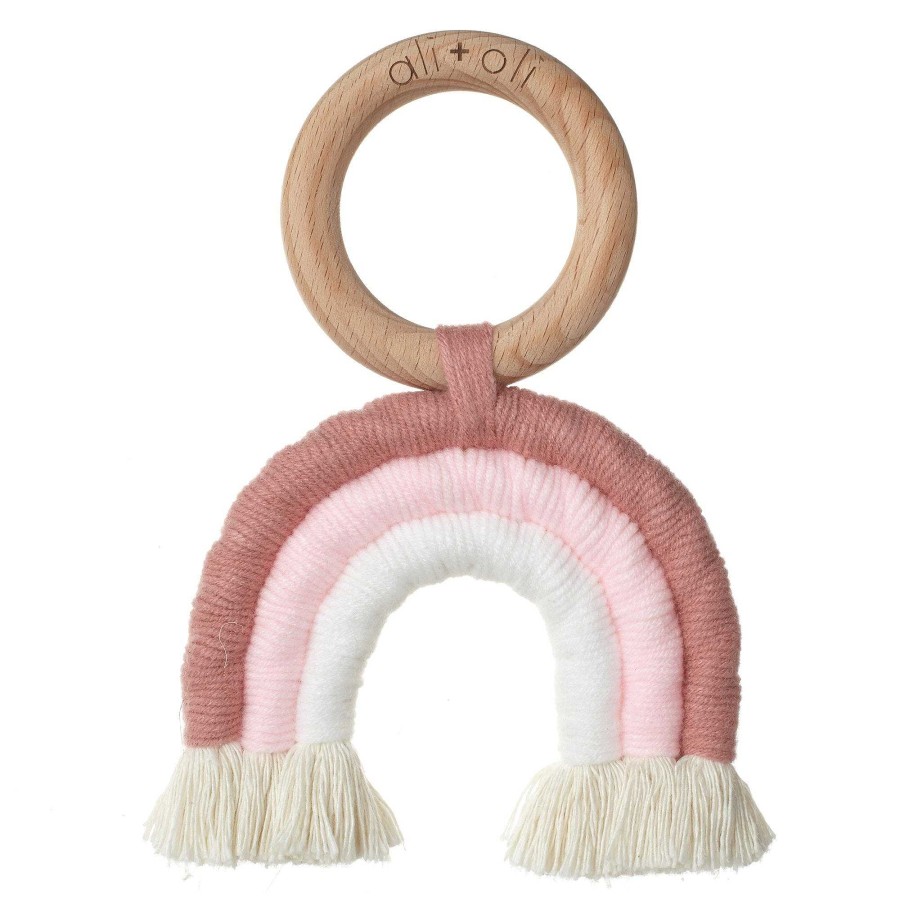 Baby Stuff Ali + Oli | Mini Macrame Rainbow Teething Toy, Pink