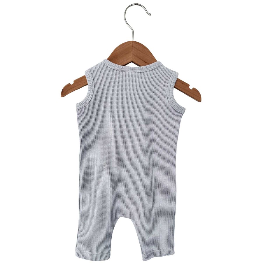 Boy SpearmintLOVE | Organic Waffle Easy Romper, Silver