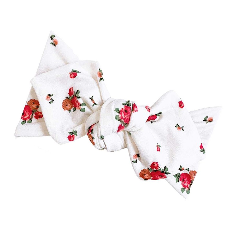 Girl Eyee Kids | Top Knot Headband, White Vintage Floral