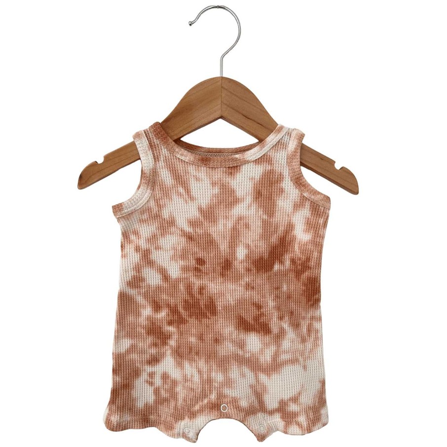 Boy SpearmintLOVE | Organic Waffle Shortie Romper, Spice Tie Dye