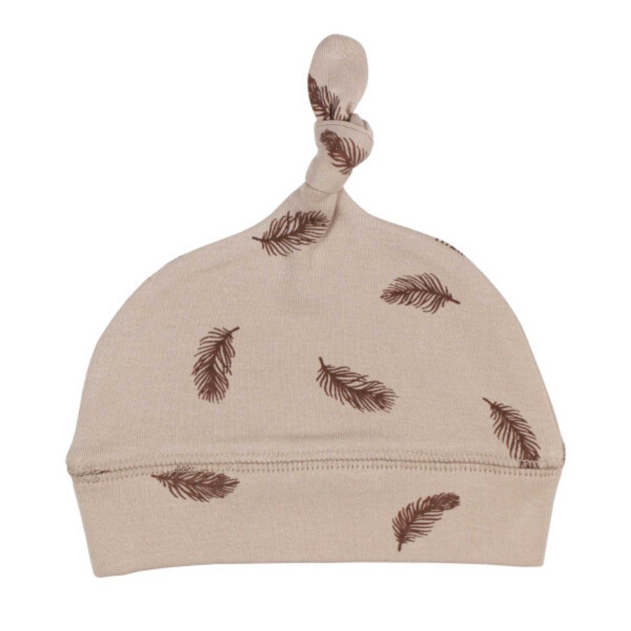 Accessories L'ovedbaby | Organic Banded Knot Beanie, Oatmeal Feather