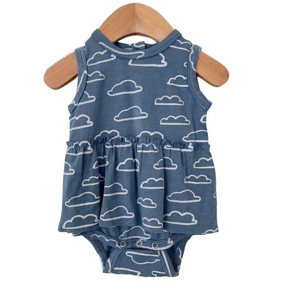 Girl SpearmintLOVE | Sleeveless Skirted Bodysuit, Sky Cloud