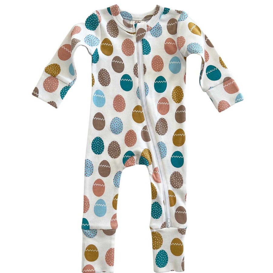 Boy SIIX Collection | Easter Egg Hunt / Organic 2-Way Zip Romper