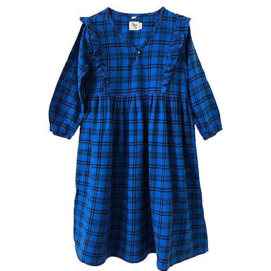 Girl Nico Nico | Mazzy Ruffle Dress, Blue Plaid