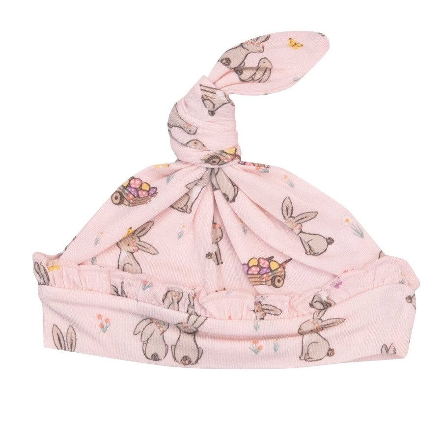 Accessories Angel Dear | Ruffle Knot Beanie, Pink Bunnies