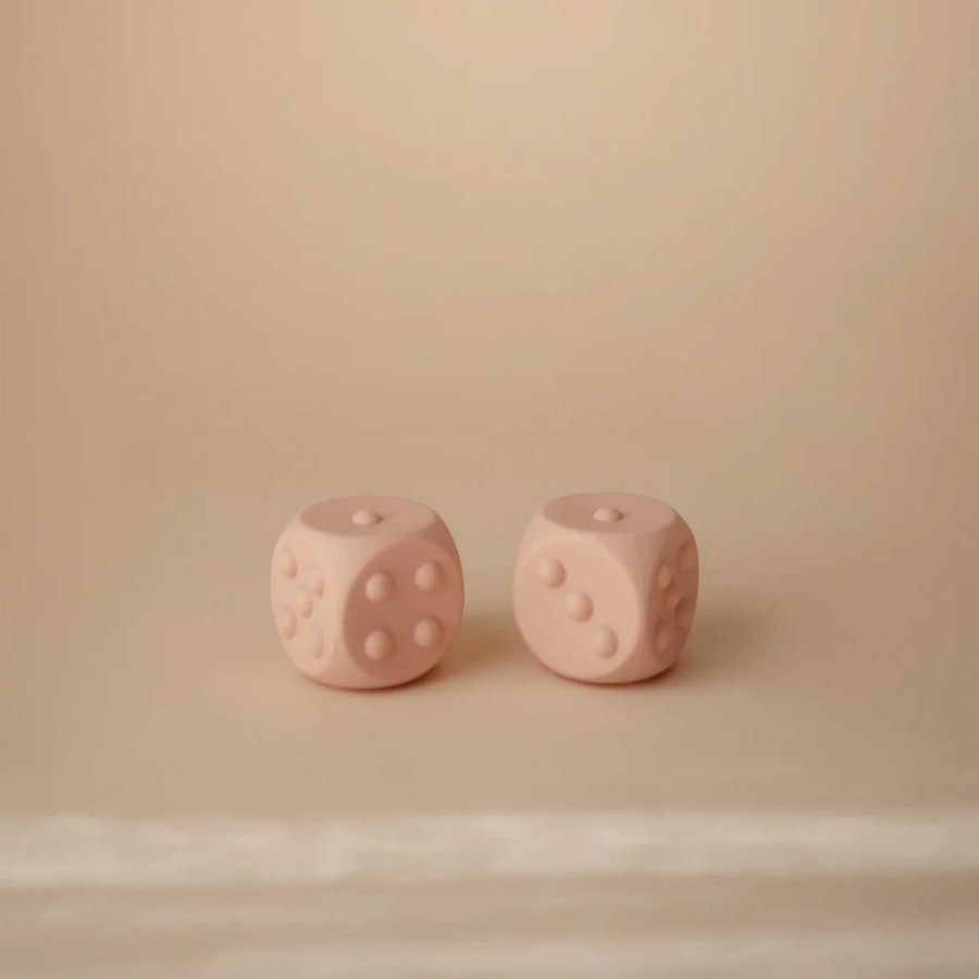 Baby Stuff mushie Interactive Toys | Dice Press Toy 2 Pack, Blush/Shifting Sand