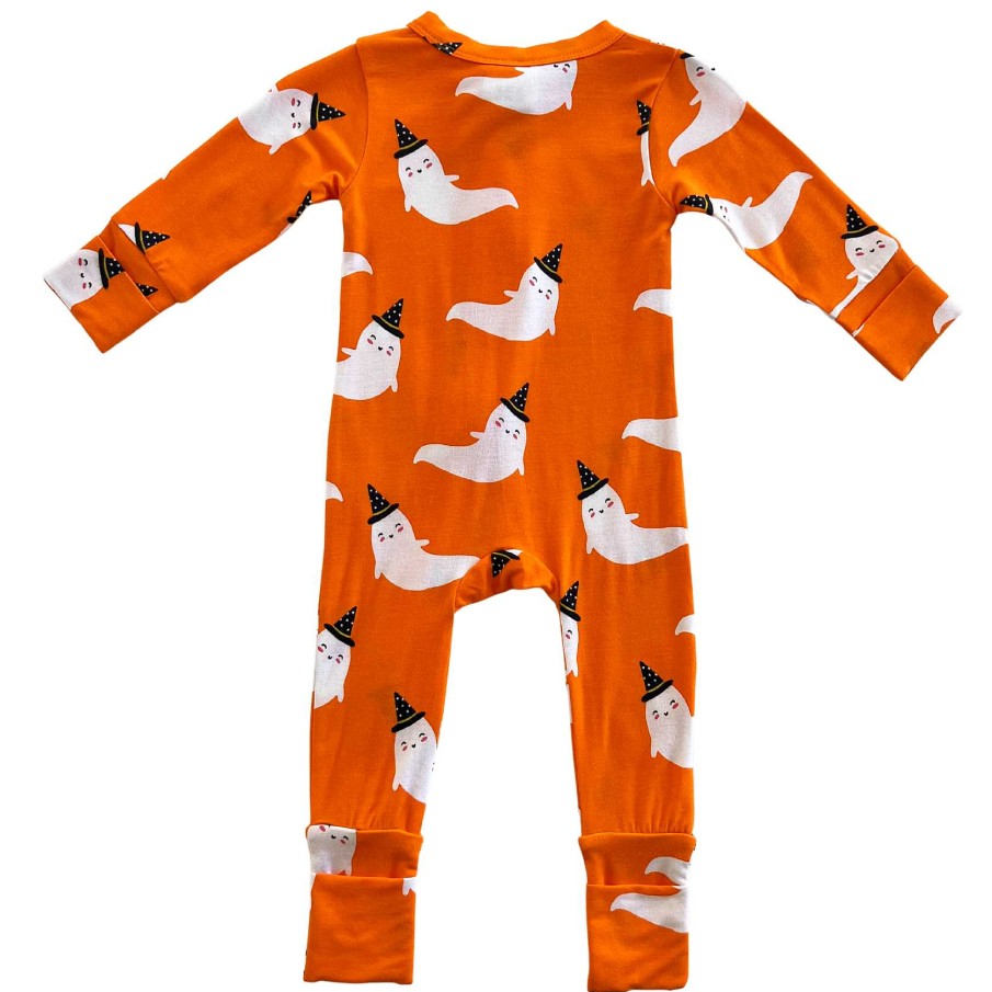 Girl SpearmintLOVE | 2-Way Convertible Zip Romper, Orange Ghost