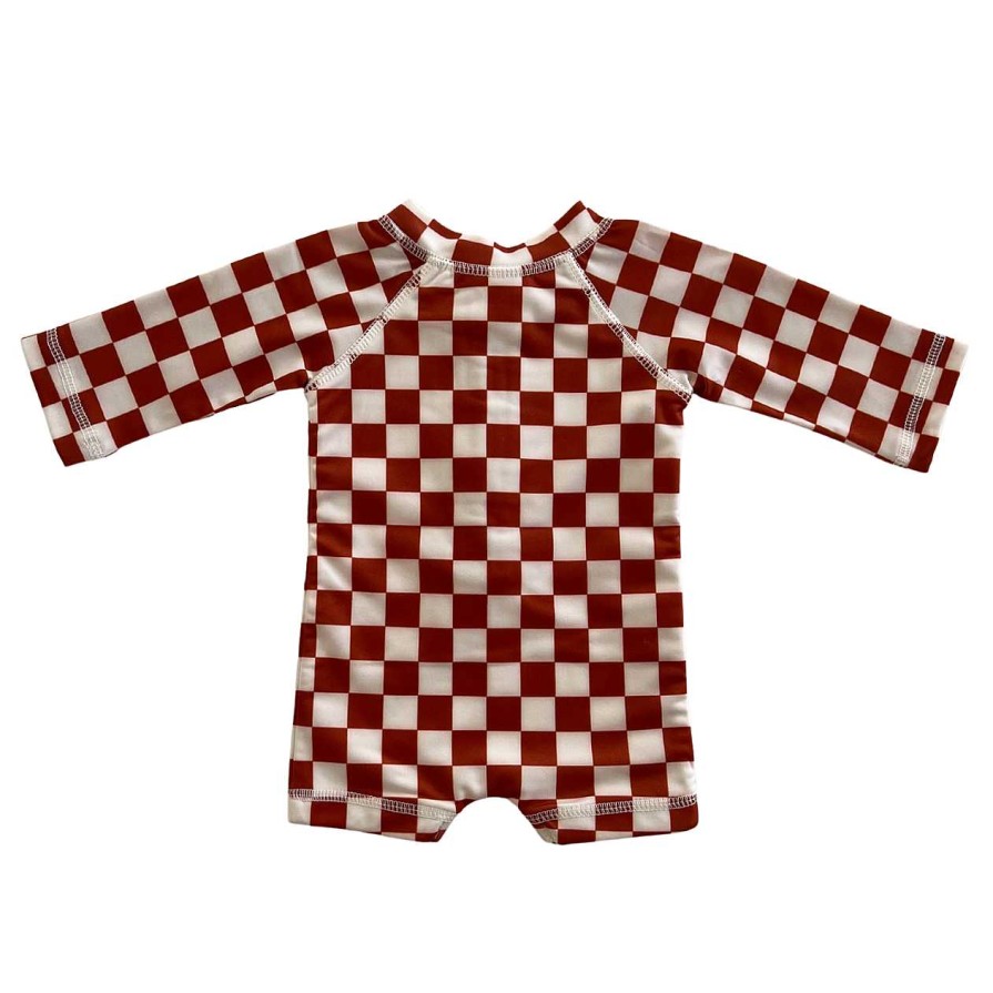 Boy SIIX Collection | Stracciatella Checkerboard / Sonny Rashguard Swimsuit / Upf 50+