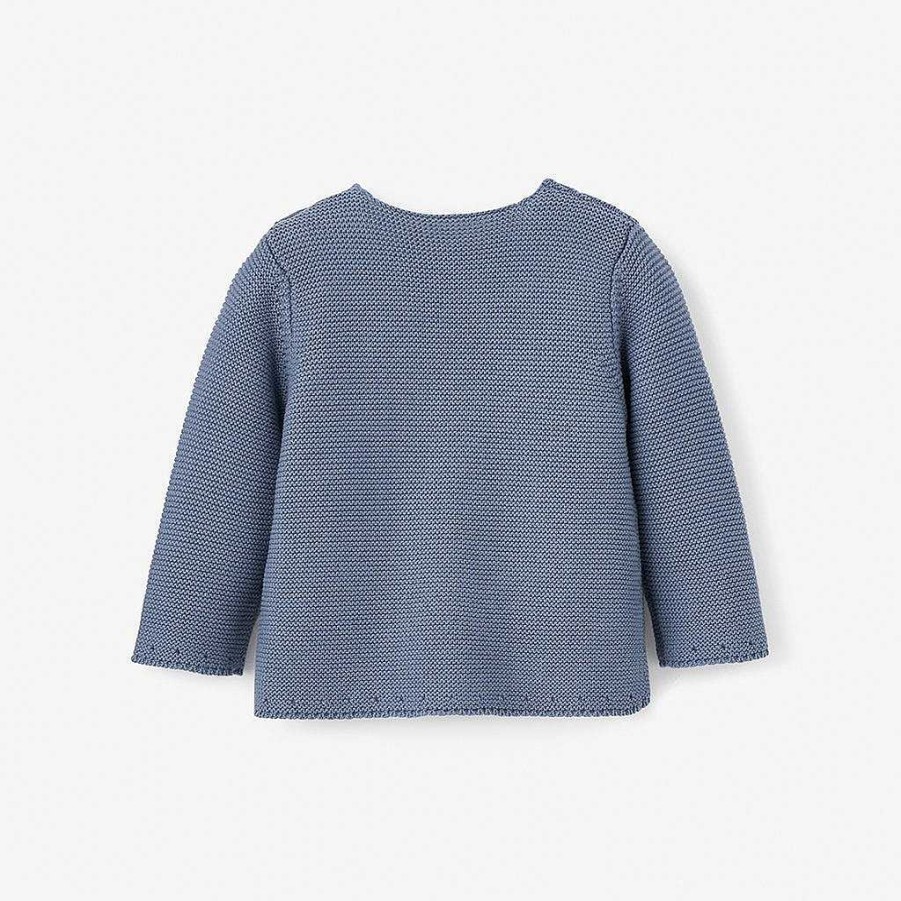 Boy Elegant Baby | Cable Garter Knit Sweater, Slate Blue