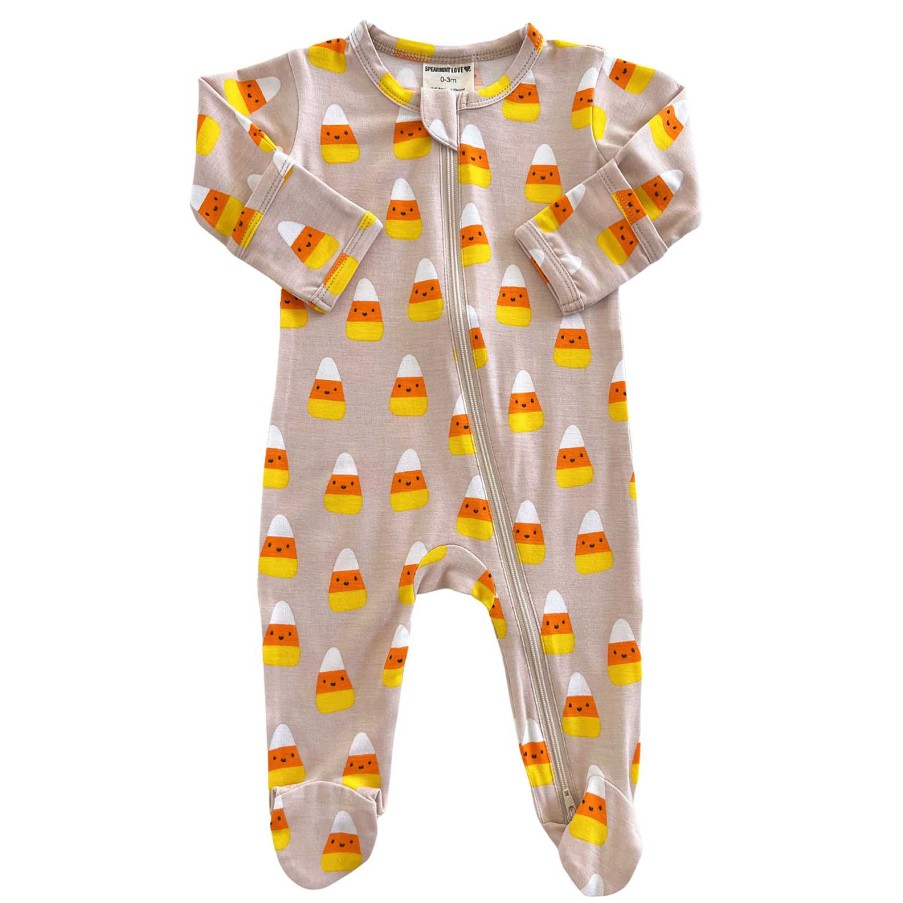 Boy SpearmintLOVE | 2-Way Zip Footie, Candy Corn