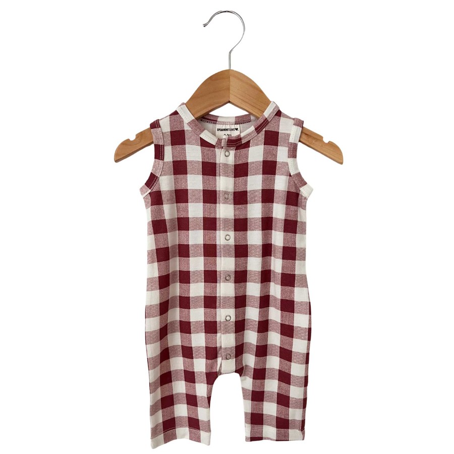 Boy SpearmintLOVE | Easy Romper, Mulberry Plaid