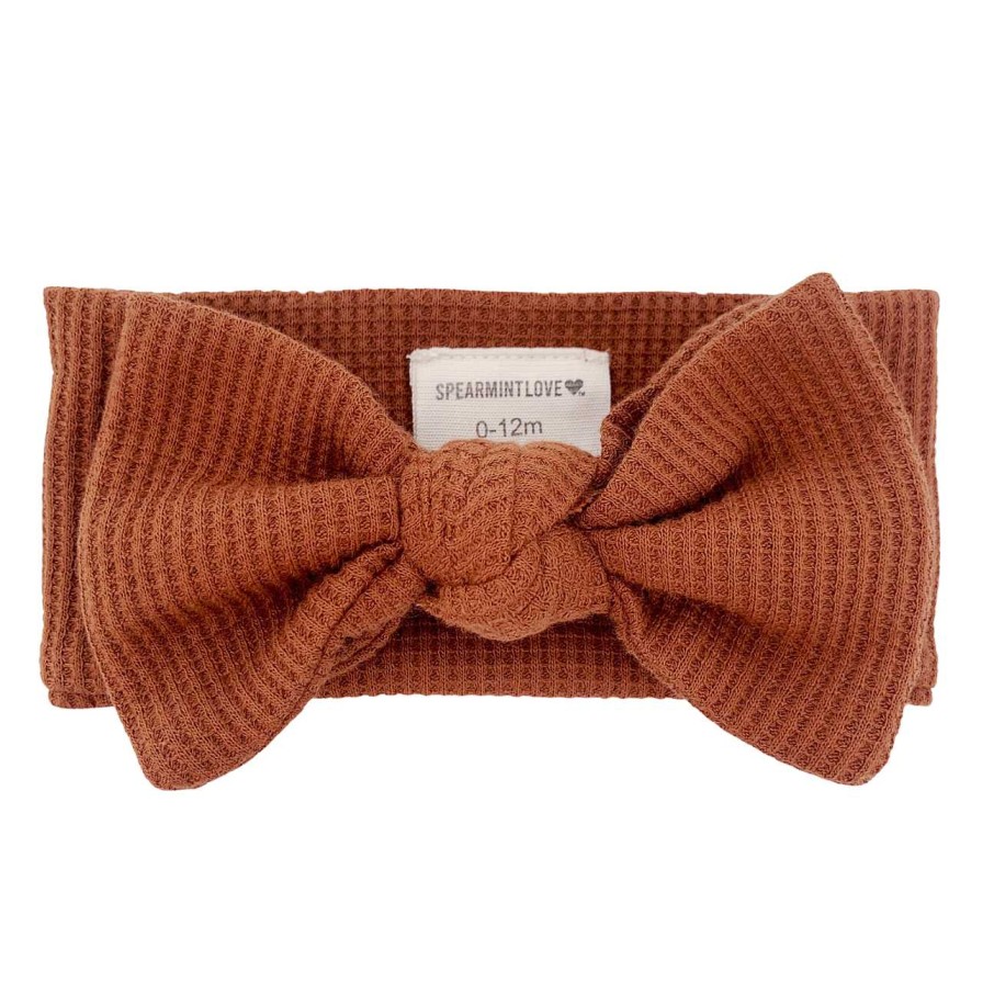 Girl SpearmintLOVE | Organic Waffle Knot Bow, Caramel