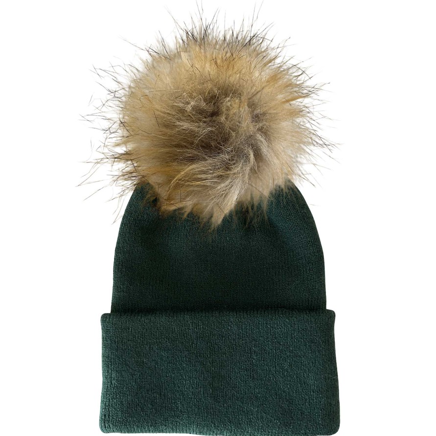 Accessories SpearmintLOVE | Baby'S First Hat, Juniper Fur Pom