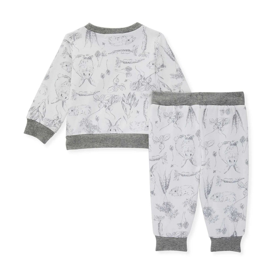 Boy Burt's Bees Baby | Organic French Terry Top & Pant Set, Bunny Toile