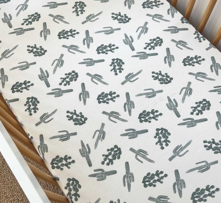 Baby Stuff SpearmintLOVE | Stretch Mini Crib Sheet, Green Cactus