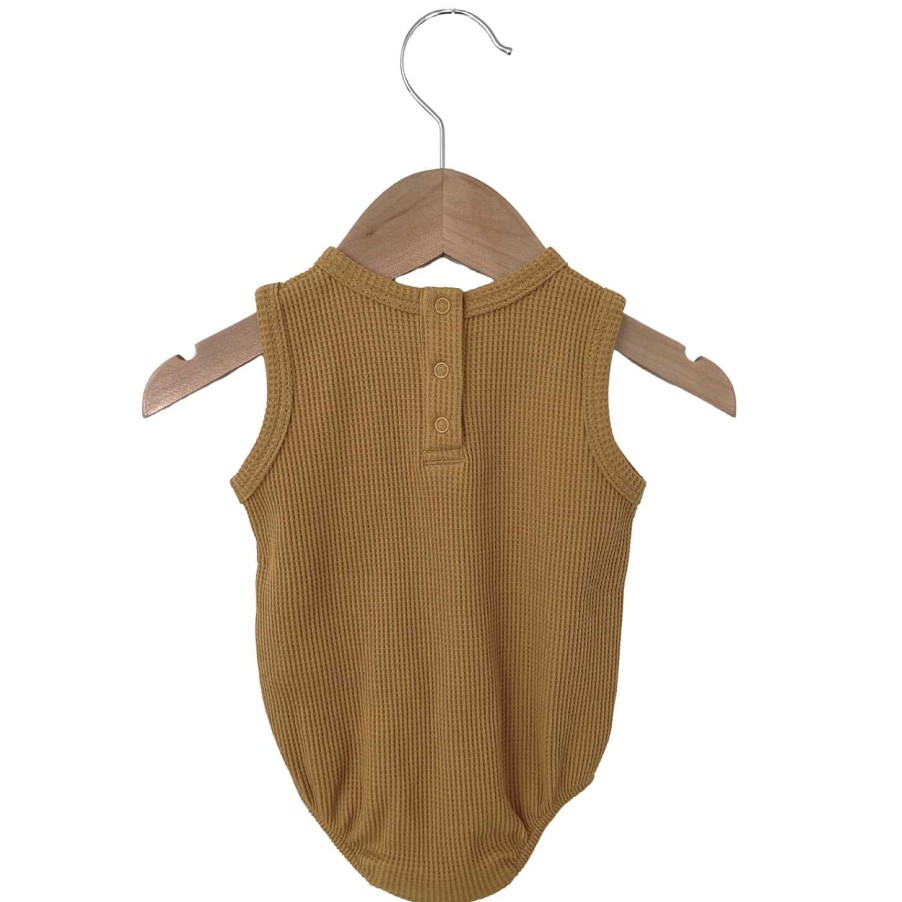 Girl SpearmintLOVE | Organic Waffle Bubble Romper, Honey