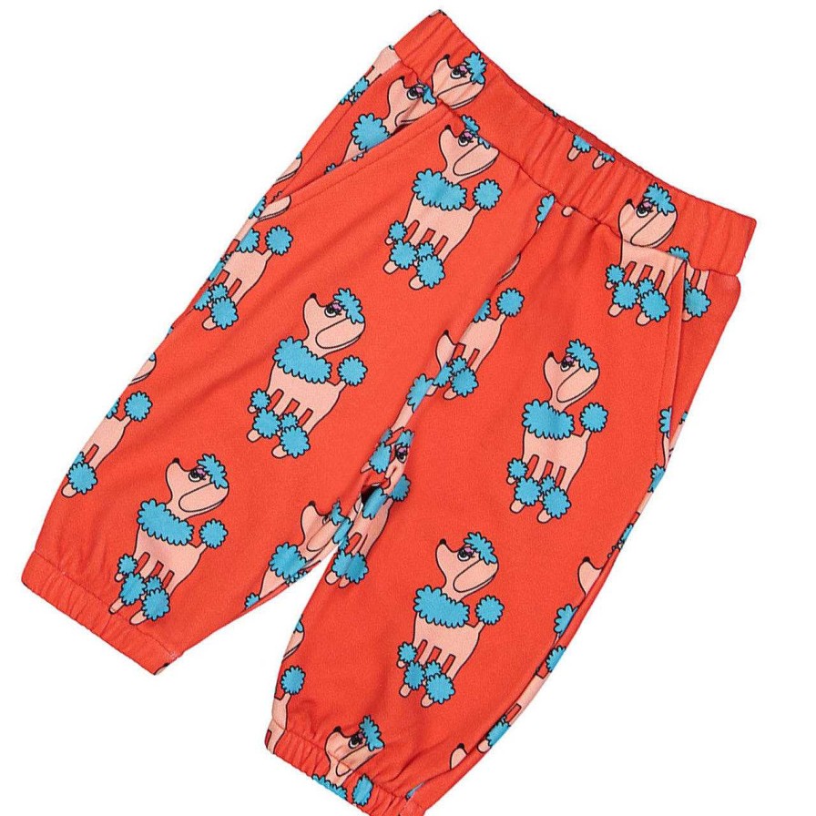 Girl Hugo Loves Tiki | Knee Sweat Shorts, Red Poodle