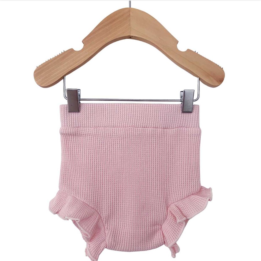 Girl SpearmintLOVE | Organic Waffle Ruffle Bloomer, Blush