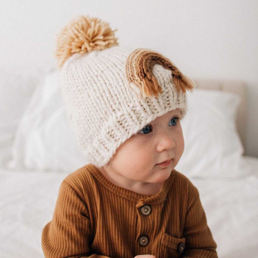 Accessories Huggalugs | Gold Rainbow Knit Pom Hat