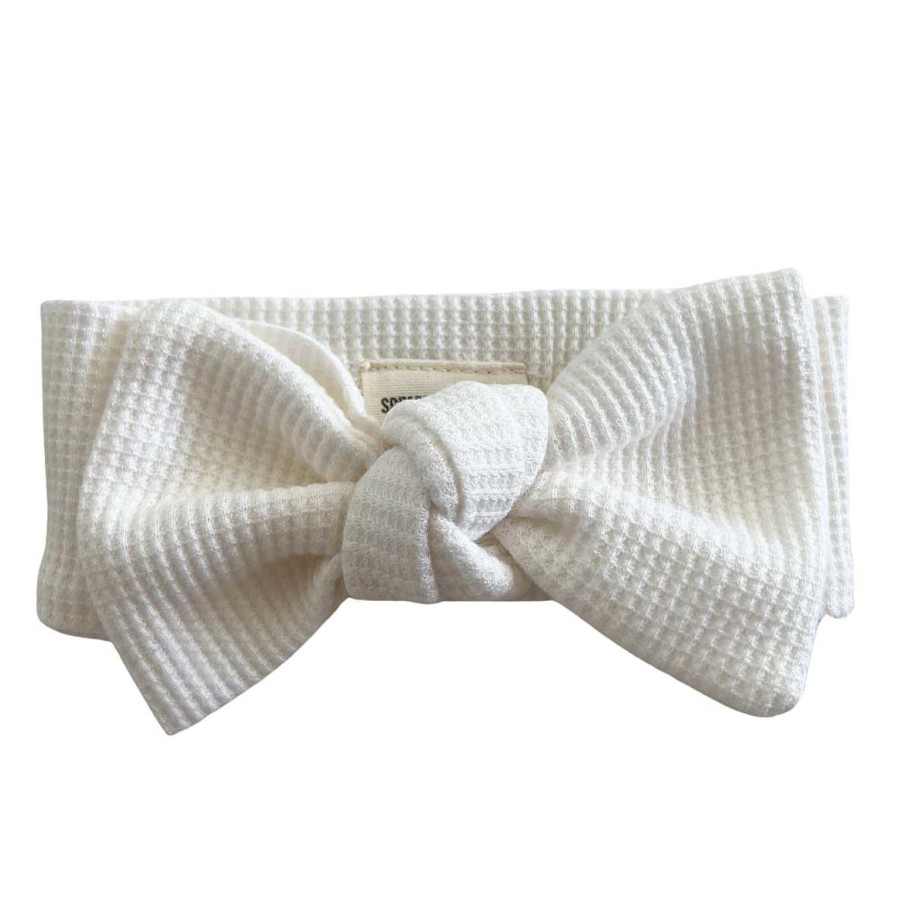 Girl SpearmintLOVE | Organic Waffle Knot Bow, Winter White