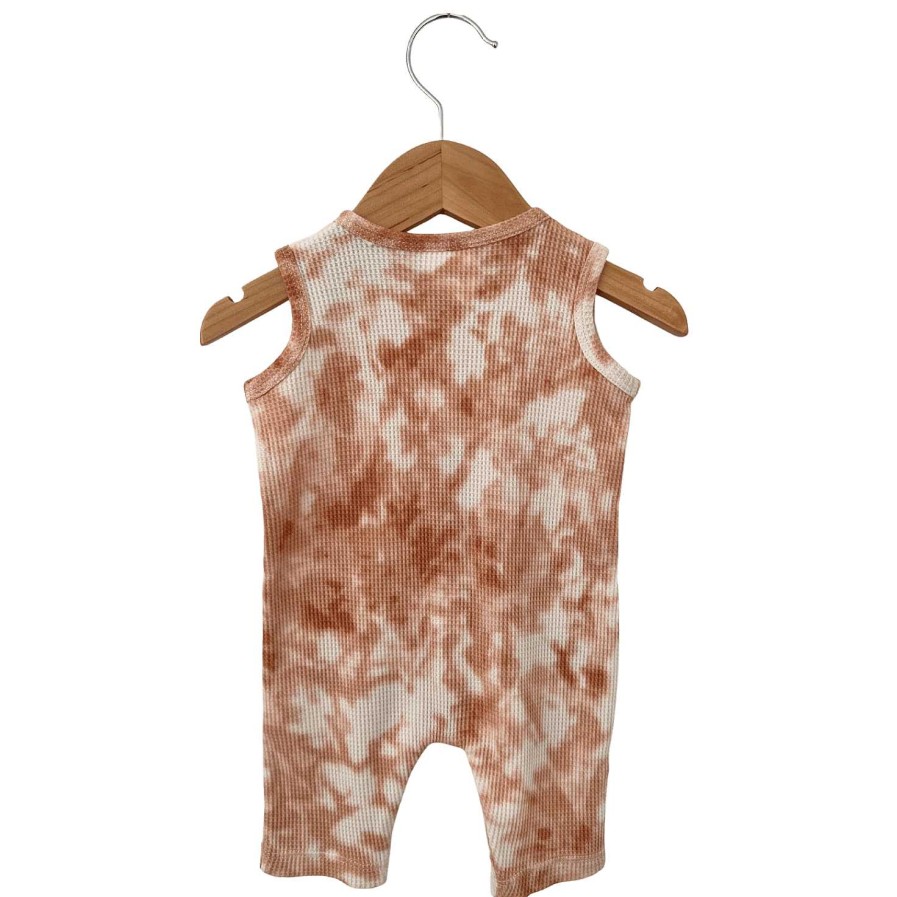 Boy SpearmintLOVE | Organic Waffle Easy Romper, Spice Tie Dye