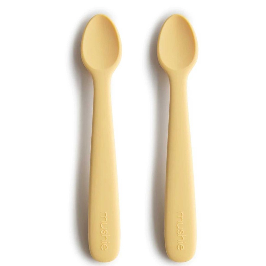 Baby Stuff mushie Utensils | 2-Pack Silicone Feeding Spoons, Daffodil