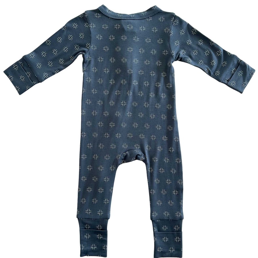 Girl SpearmintLOVE | 2-Way Convertible Zip Romper, Steel Blue Geo