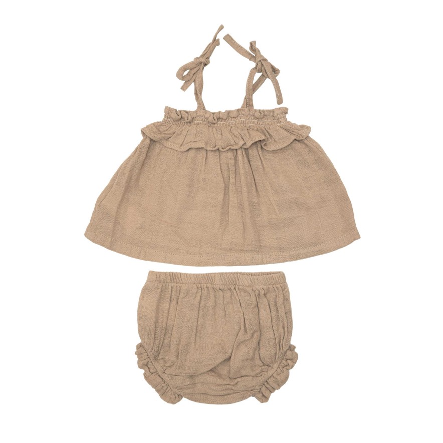 Girl Angel Dear | Ruffle Top & Bloomer, Nougat