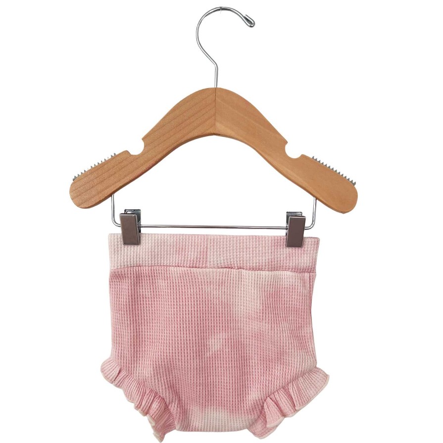 Girl SpearmintLOVE | Organic Waffle Ruffle Bloomer, Ballet Pink Tie Dye