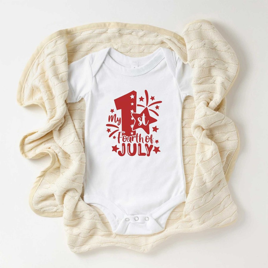 Boy The Juniper Shop | My 1St Fourth Of July Short Sleeve Bodysuit, White