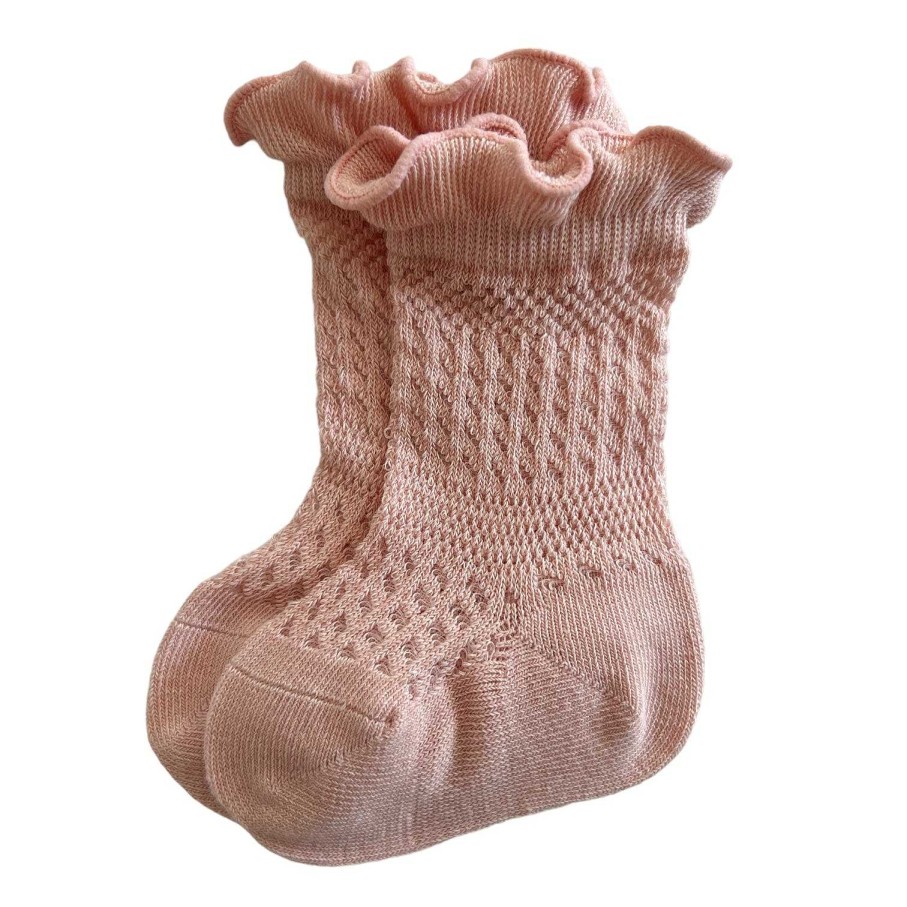 Accessories Sold by SpearmintLOVE | Ruffle Knit Socks, Pink