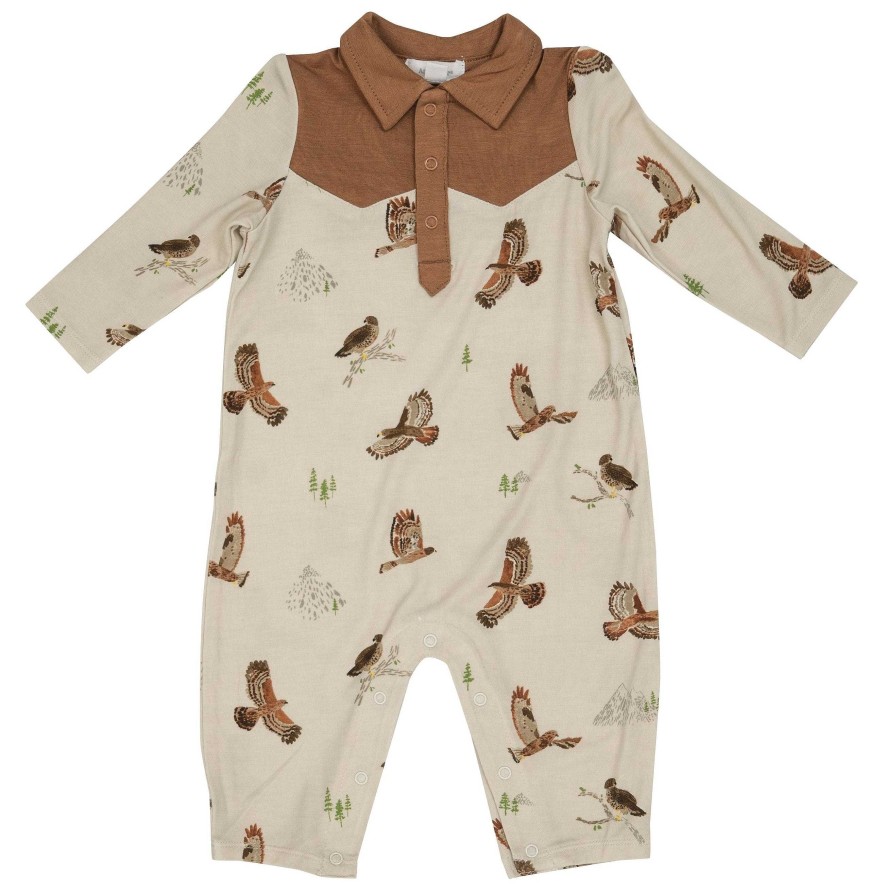 Boy Angel Dear | Long Sleeve Cowboy Romper, Hawks