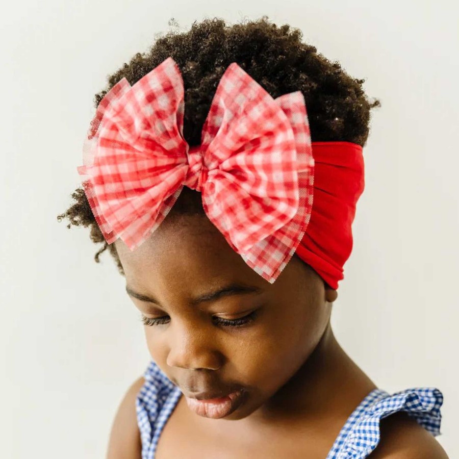 Girl Baby Bling Bows | Tulle Fab Bow, Cherry Gingham