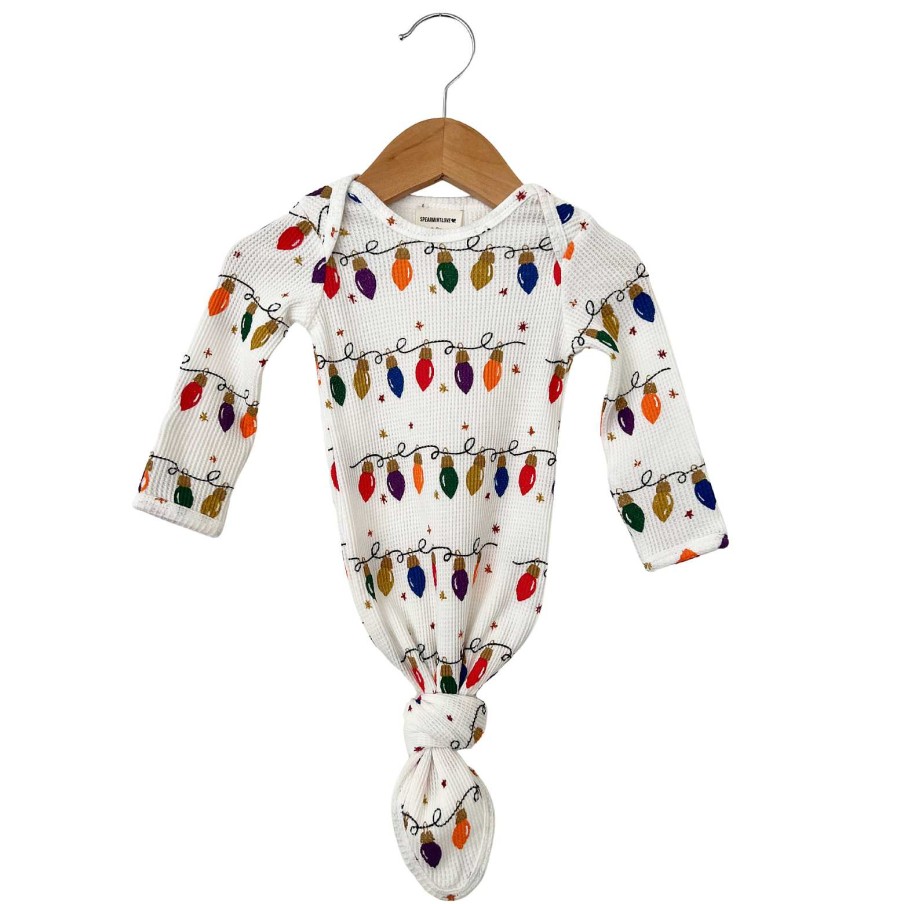 Boy SpearmintLOVE | Organic Waffle Knotted Gown, Christmas Lights