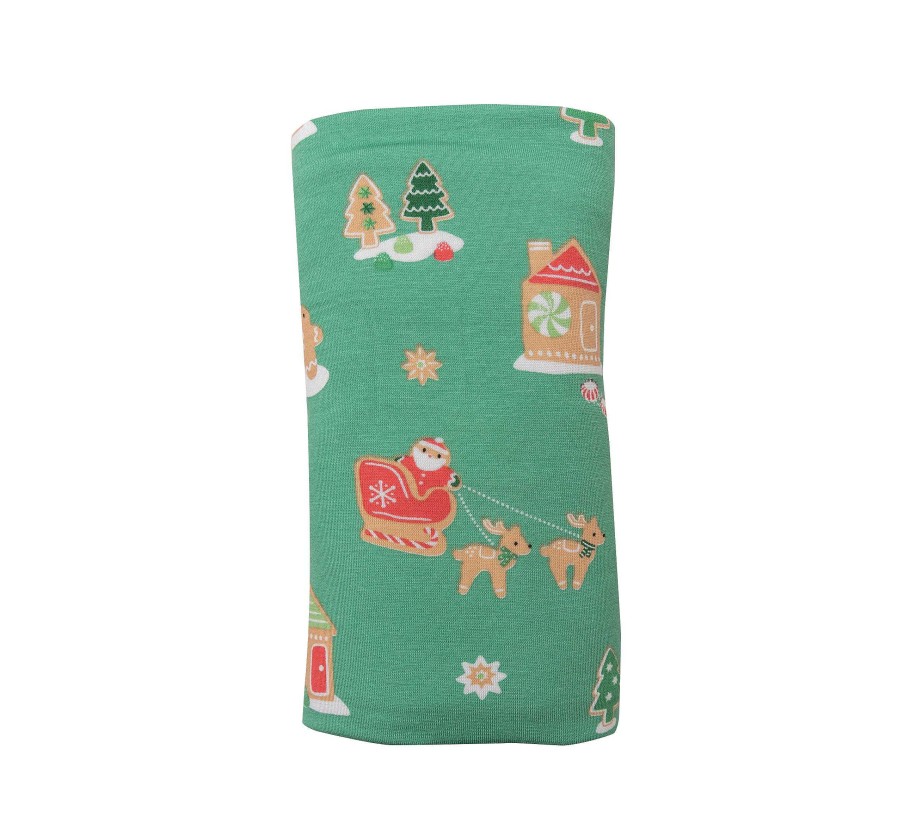 Baby Stuff Angel Dear | Stretch Swaddle, Green Gingerbread Sleigh