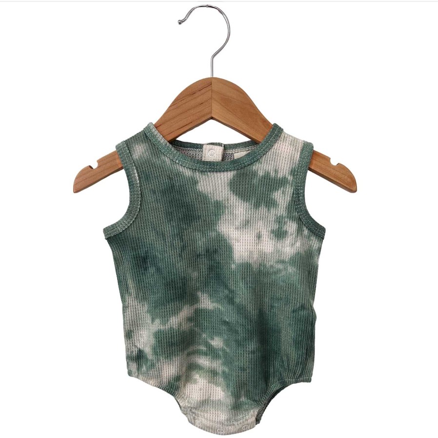 Girl SpearmintLOVE | Organic Waffle Bubble Romper, Matcha Tie Dye