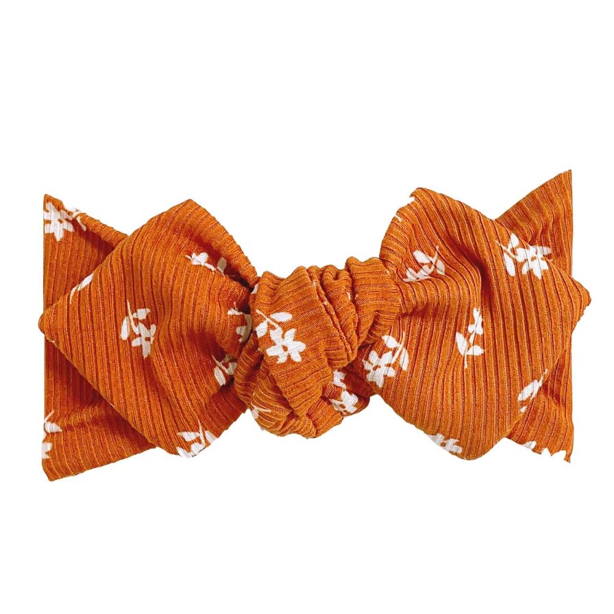 Girl Eyee Kids | Top Knot Headband, Ribbed Terracotta Floral