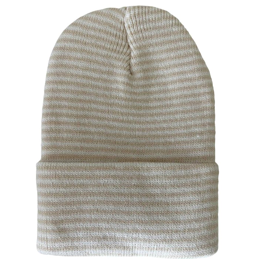 Accessories SpearmintLOVE | Baby'S First Hat, Sand/White Stripe