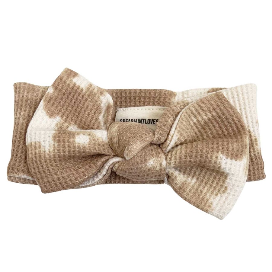 Girl SpearmintLOVE | Organic Waffle Knot Bow, Almond Tie Dye