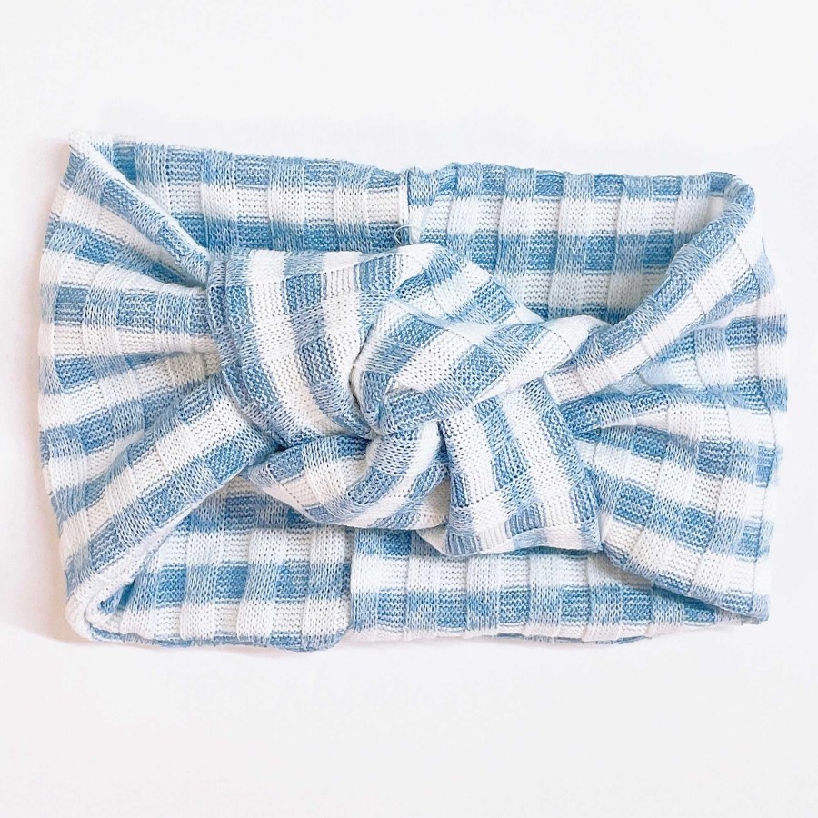 Girl Eyee Kids | Twist Knot Headband, Baby Blue / White Stripe