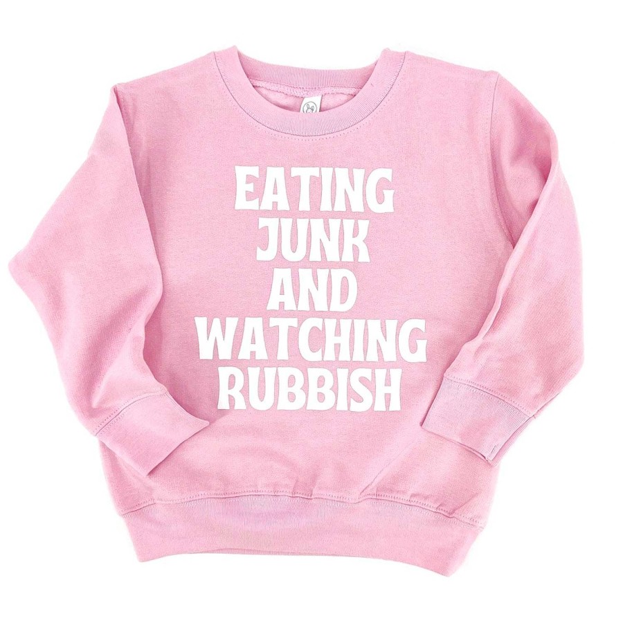 Girl The Wishing Elephant | Eating Junk & Watching Rubbish Kids Sweatshirt, Pink