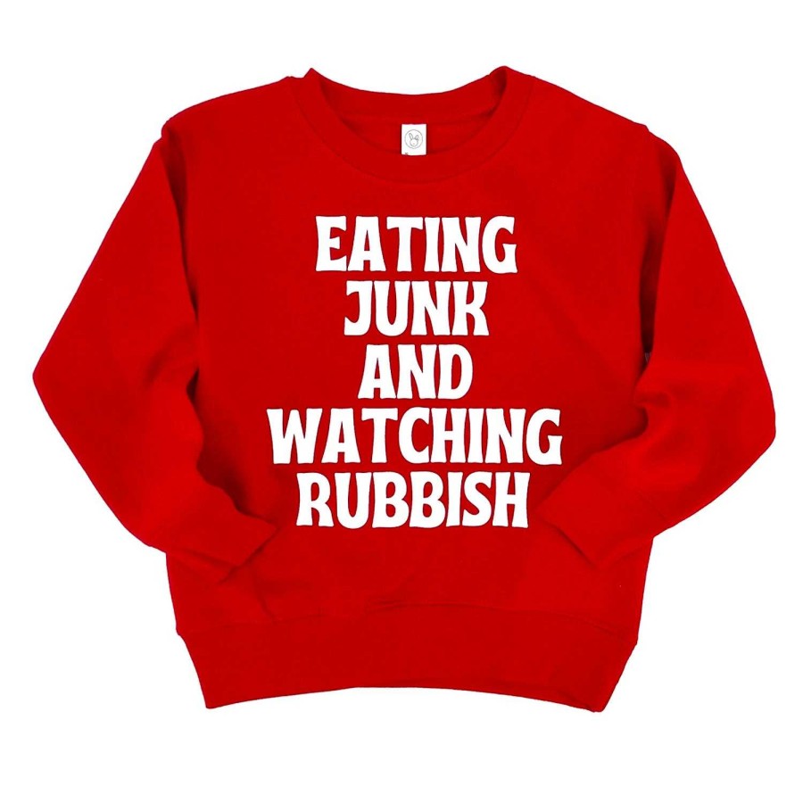 Boy The Wishing Elephant | Eating Junk & Watching Rubbish Kids Sweatshirt, Red